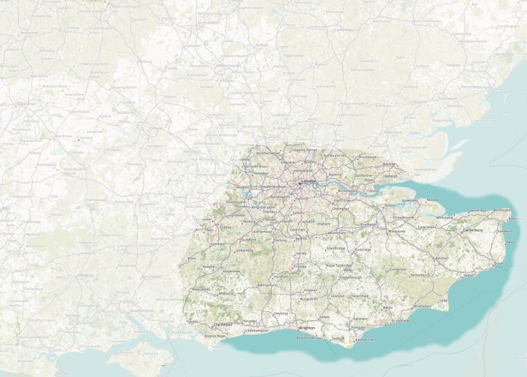 Map showing South East England